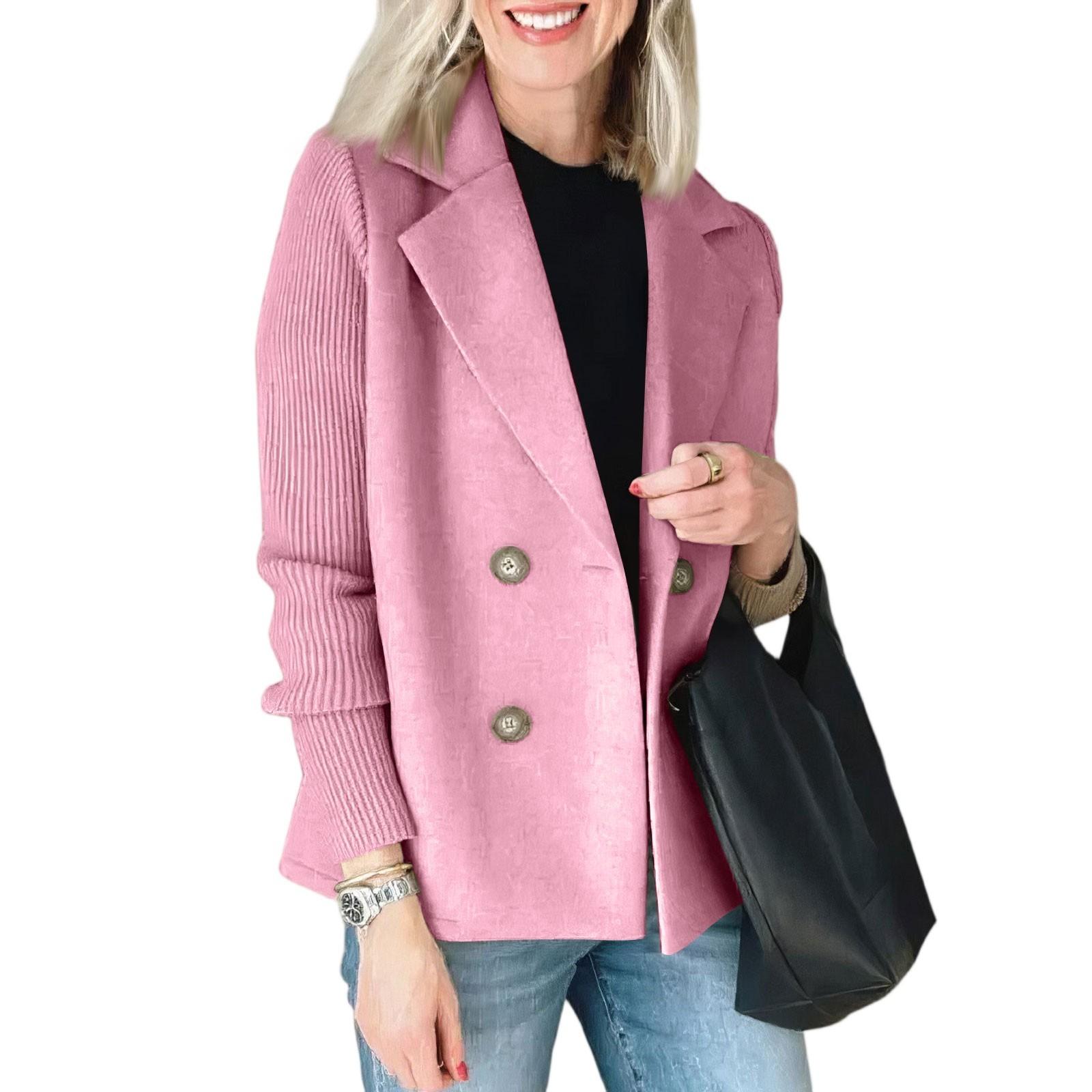 

Женская модная повседневная куртка с длинными рукавами и вставками однотонного цвета XL розовый