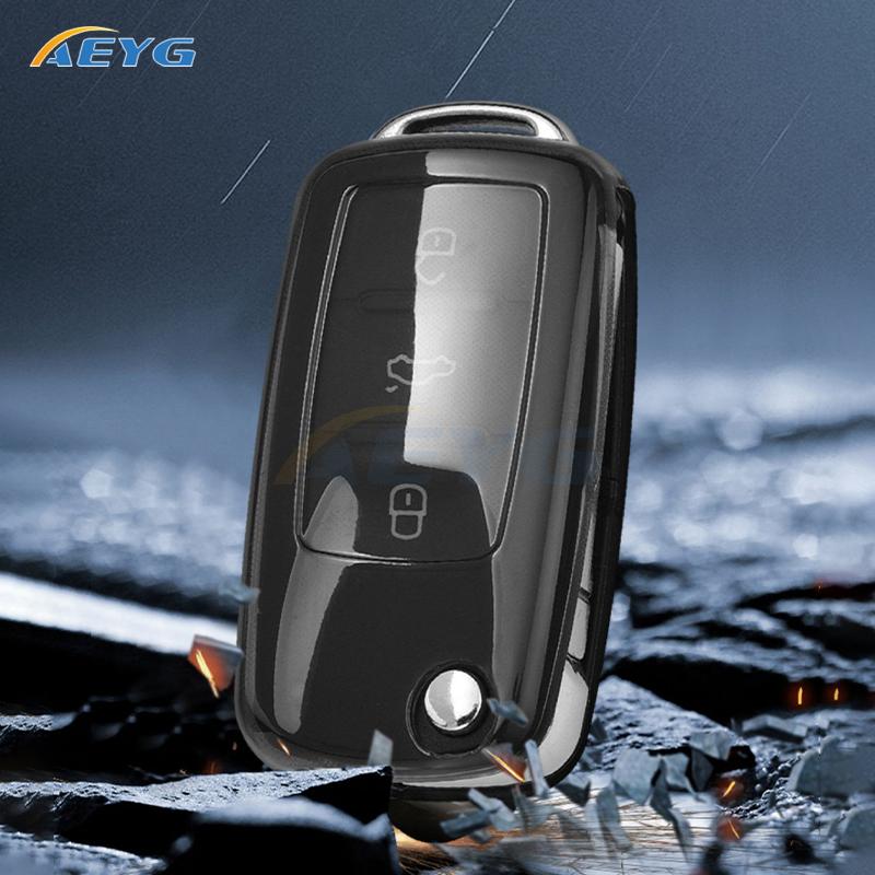 Tpu Key Cover Case Protection Shell Key Rope For 2 3 Buttons Vw Volkswagen Polo Golf Tiguan Lavida Passat Jetta Skoda Octavia