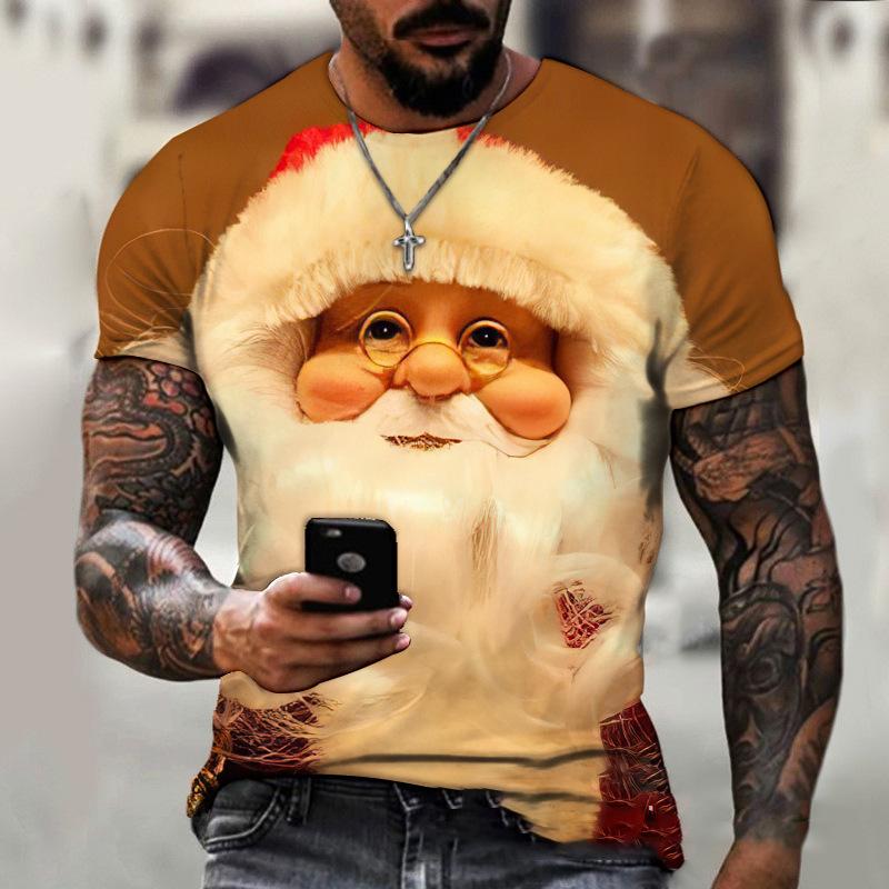 Funny Santa Claus Christmas T-Shirts 3d Print  Tops Tees Mens Shirts Summer Holiday Casual T-Shirts