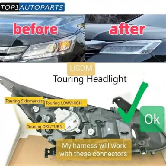 Headlight Wire Adapter for Honda Accord Sedan Halogen to Touring LED 16-2017