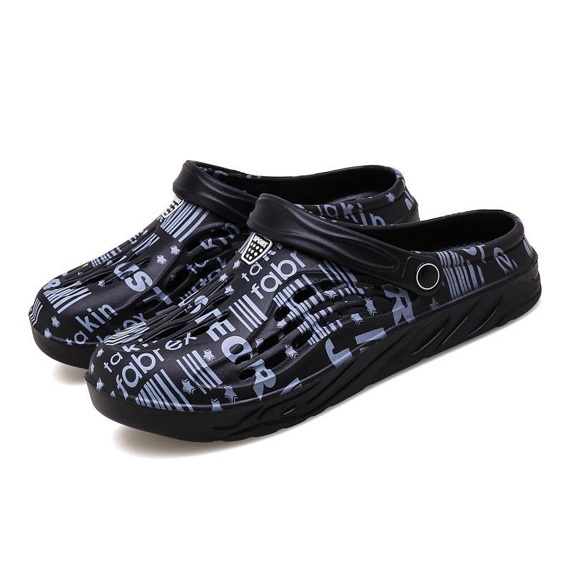 Large Size Bag Head Slippers Men's Summer Personality Camouflage Hole Shoes Lightweight Breathable Hollow EVA Beach Sandals