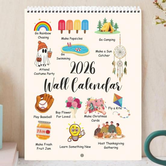 2026 Wandkalender Jan. 2026 - Dez.2026 Vertikaler 12-Monatskalender zur Terminplanung, Organisation für Homeoffice