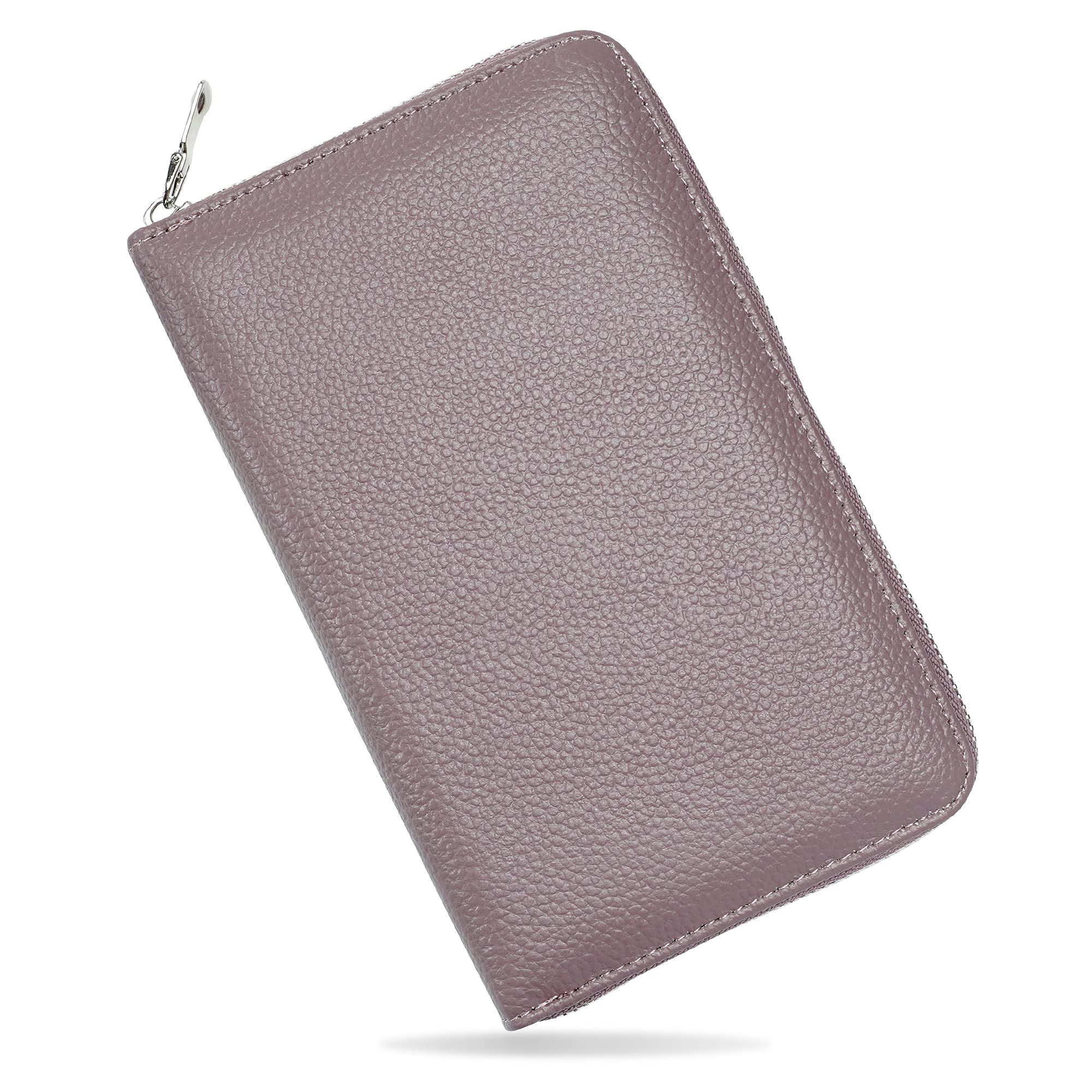 

RAFFINA Passbook Case, Anti-Magnetic, Large Capacity, Genuine Leather, Passbook Holder, Passport Case (Rosy Brown)