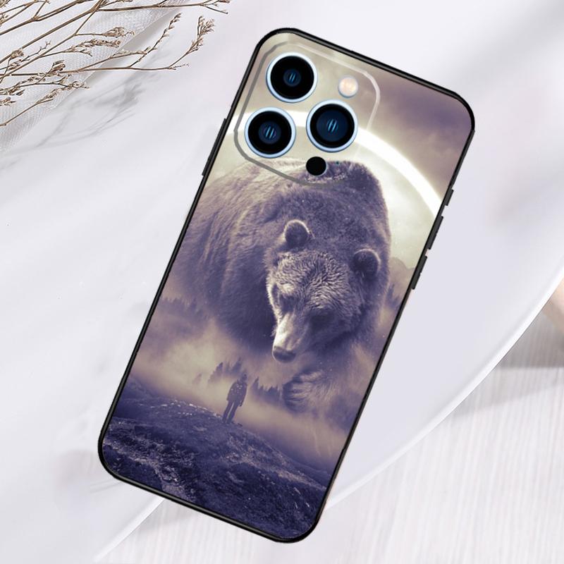 Cartoon Grizzly Bear Phone Case For iPhone 17 Air 16 15 14 13 11 12 Pro Max Plus 12 13 Mini 16e 17 Pro Max Cover