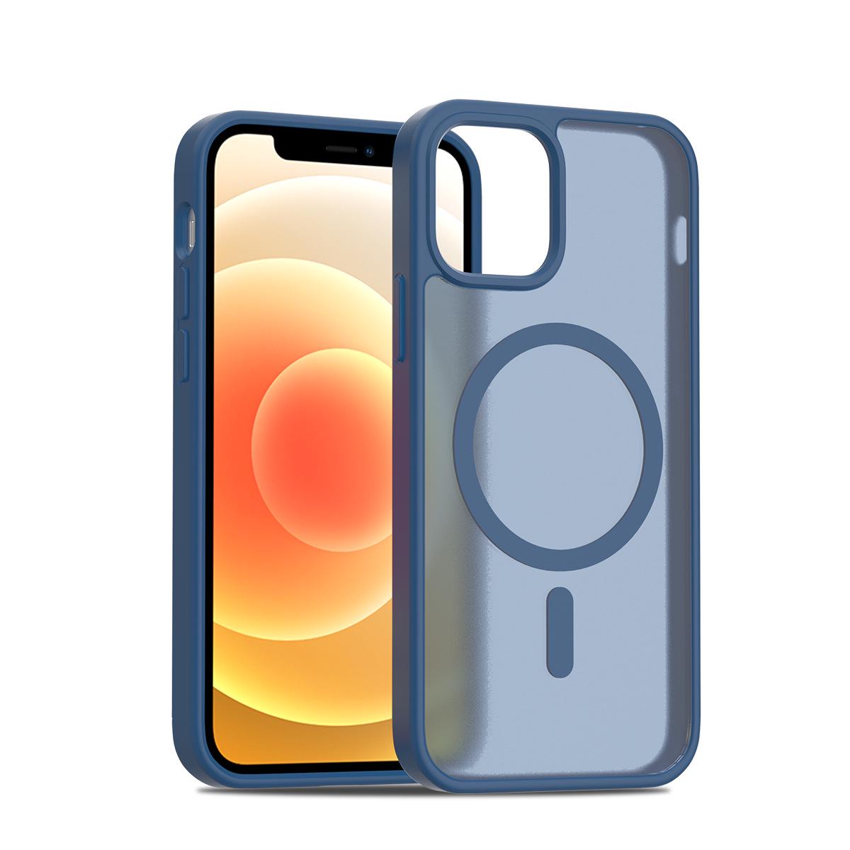 

iPhone 12 Pro Max Silver Shield Magnetic Semi-Transparent Phone Case 12/12 Pro темно-синий