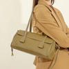 2026 New Genuine Leather Women's Shoulder Bag Large Capacity Cowhide Luxury Handbag Lg Strip Black Baguette Bag Female