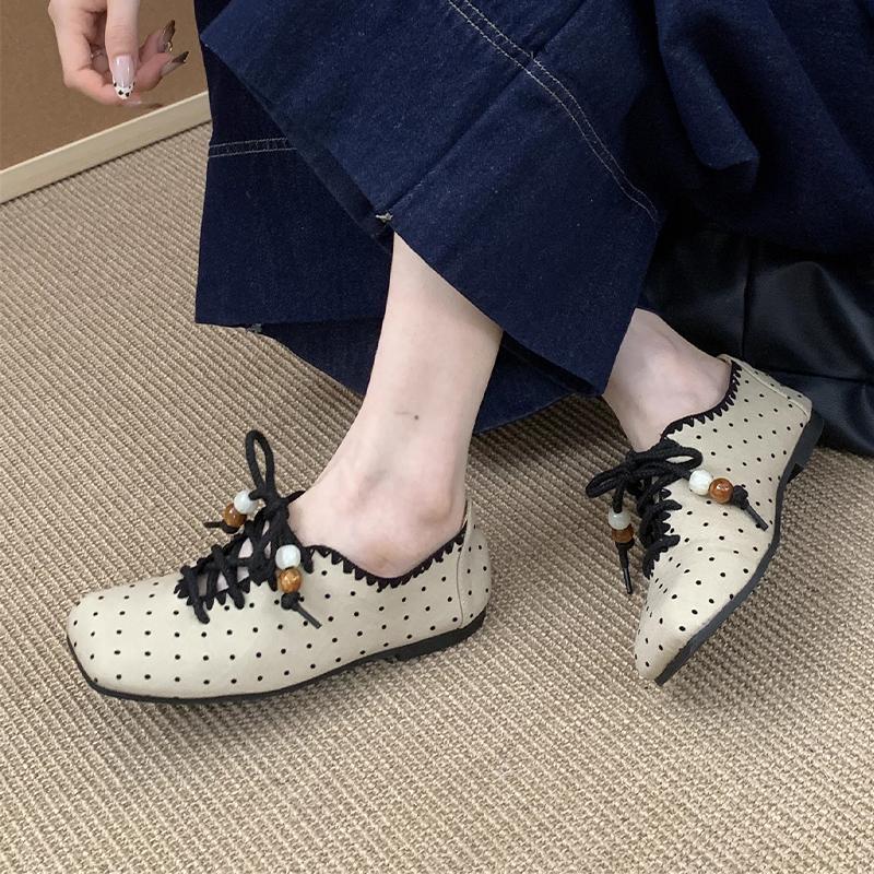 Fashion Square Toe Women Loafers Shoes Fashion Lace Up Ballet Flats Sport Shoes Casual Woman Sneakers 2025 Autumn Dress Chaussure Femme
