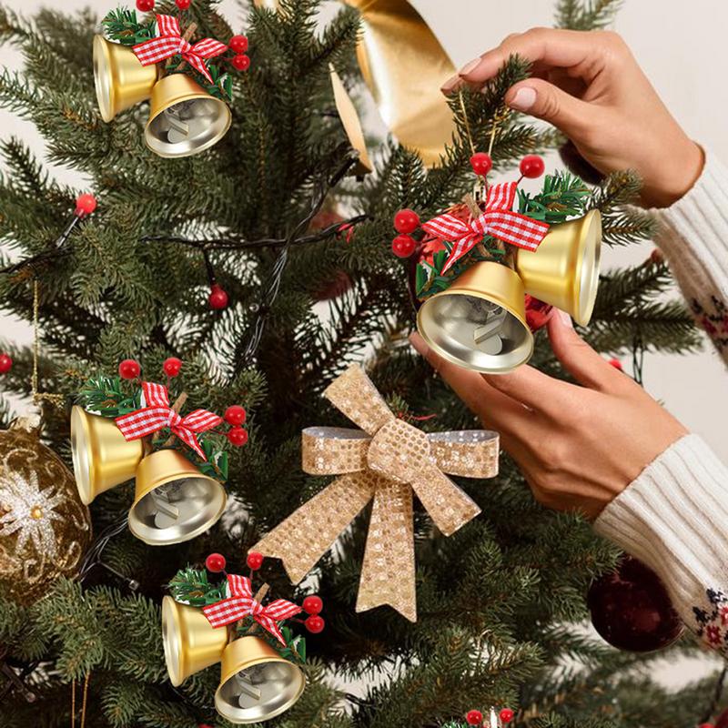 Classic Christmas Bell Metal Bell Ornament Tree Hanging Pendant Xmas Ambiance Decor Home Festival Party Supplies