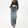 Women's 2025 Autumn Stretch Micro Flare Jeans, Non-Skinny, Loose Wide-Leg, Wrinkled Straight Pants