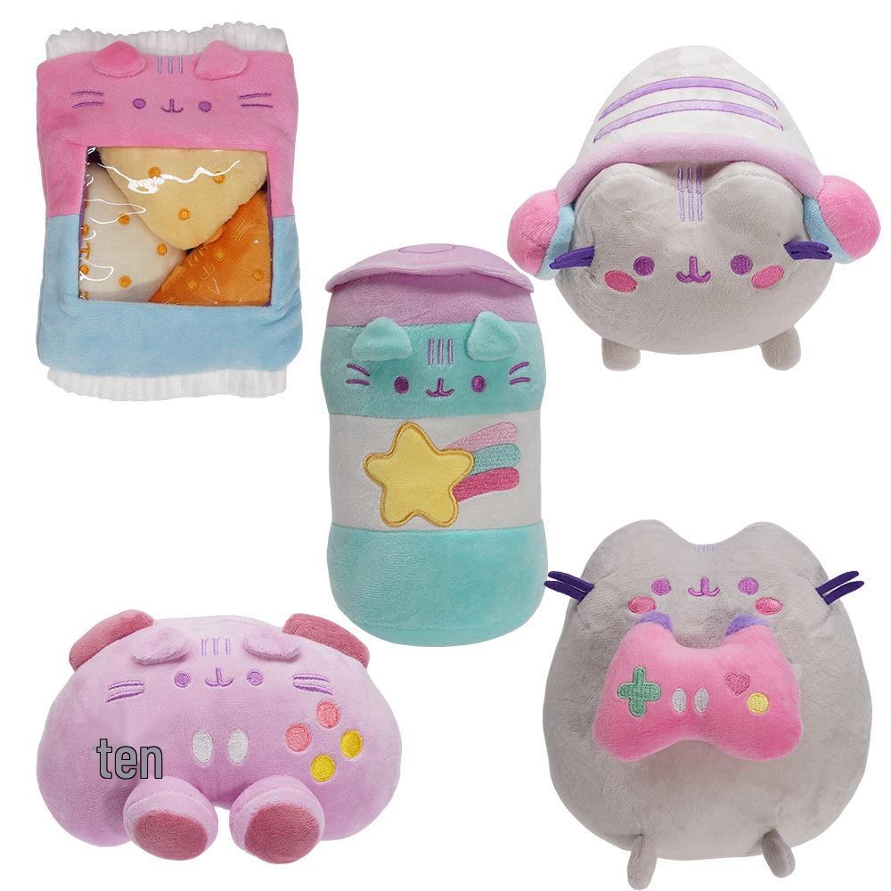 Gray Cat Ice Cream & Donut Plush Toys - Fat Ji Cat Figurines