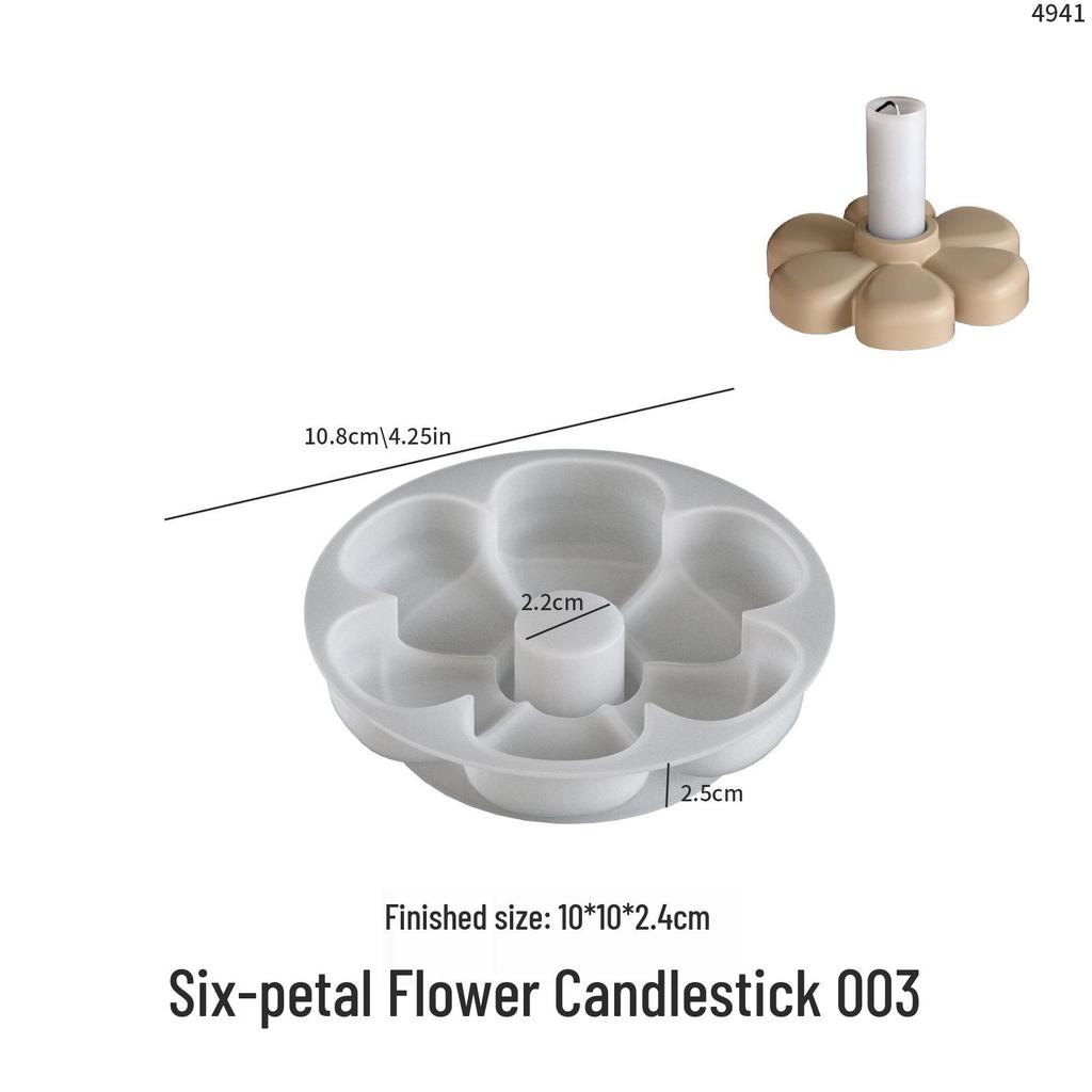 Minimalist Poppy Ins Style Flower Candlestick Mold: Four, Five & Six-Petal Design