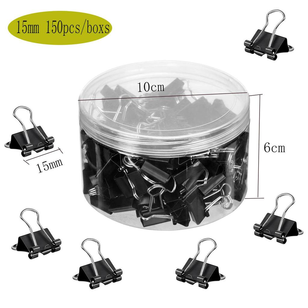 Multicolor Binder Clip Set: Long-tail, Black Metal Clips for Stationery & Paper
