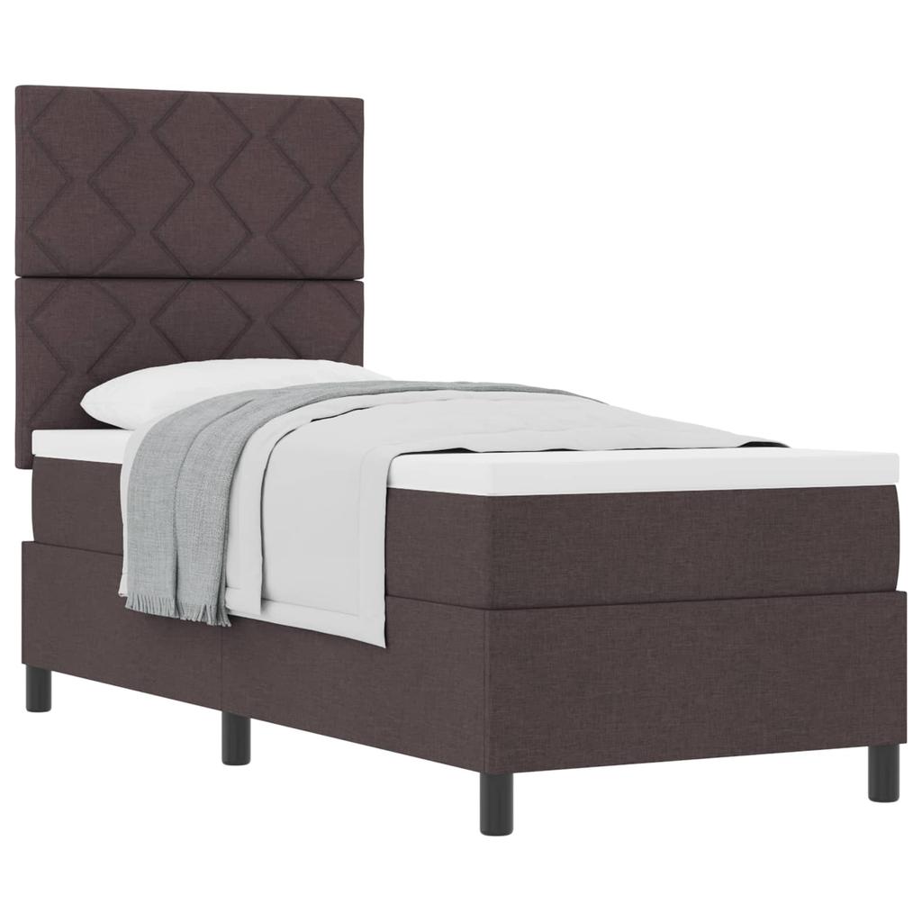 Boxspring bed with headboard Dark Brown 80 x 200 cm Fabric