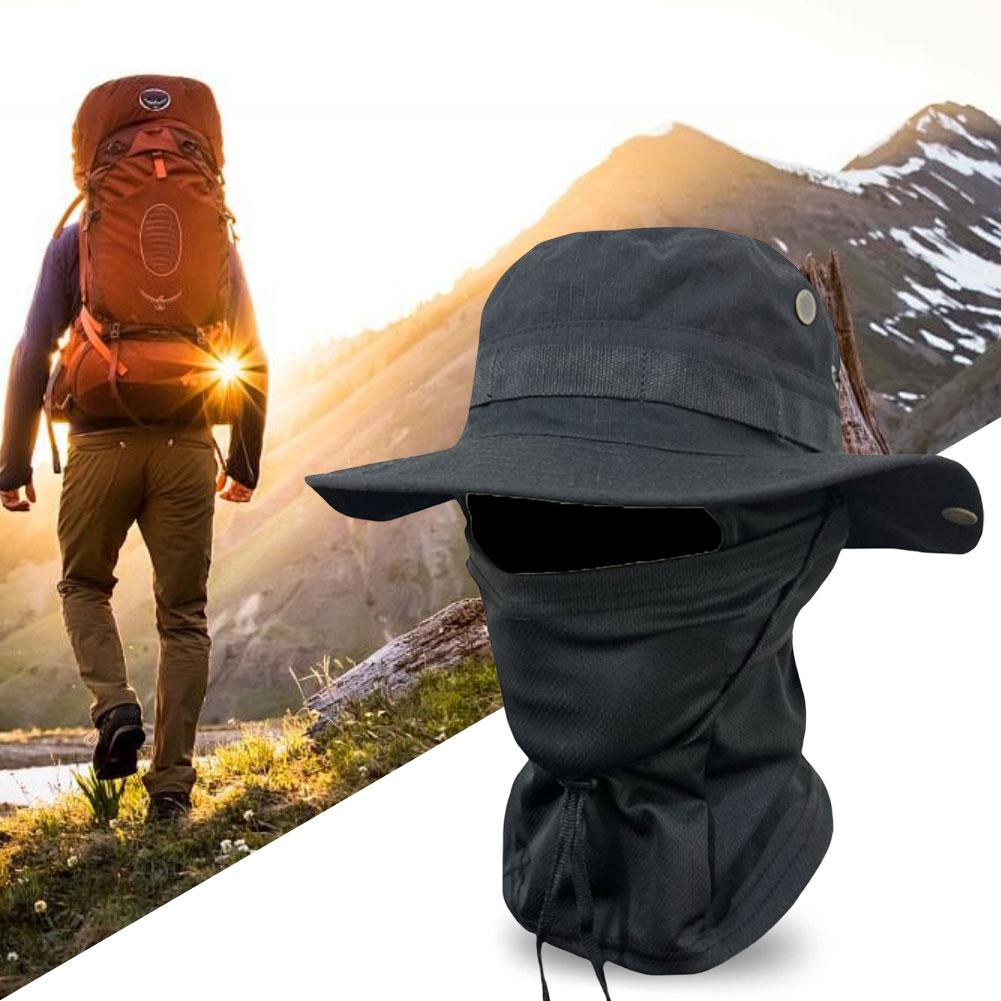 Sonnenhut Sturmhaube Vollgesichtsmasken-Set Breitkrempiger Fischerhut Sonnenschutz Angelkappe für Männer Frauen Angeln Wandern Camping