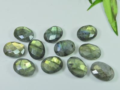 11Pcs 12X17MM Natural Labradorite Both Side Checker Cut Oval Loose Gemstone LM-1184