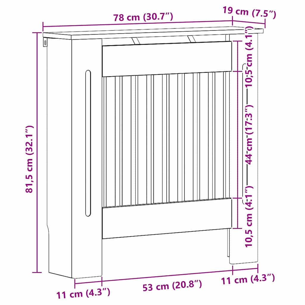 Radiator Cover Grey Sonoma 78 x 19 x 81.5 cm
