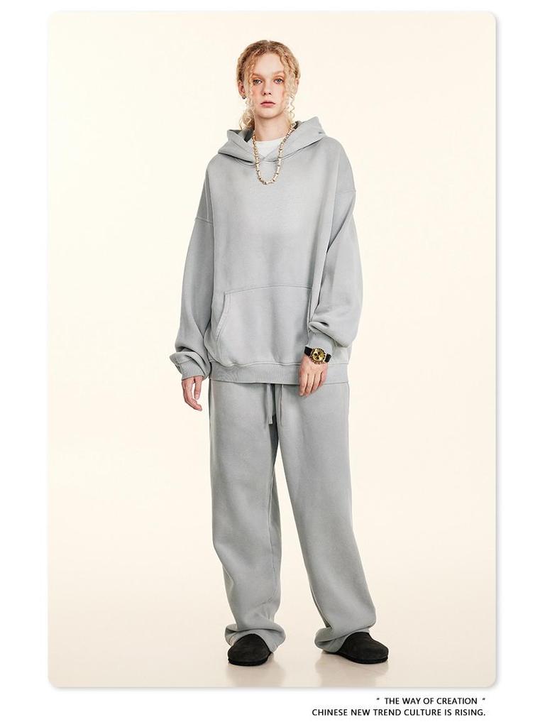 BE Men's Retro Distressed Spray Paint Velvet Hoodie & Sweatpants Set - Autumn 2025 Collection