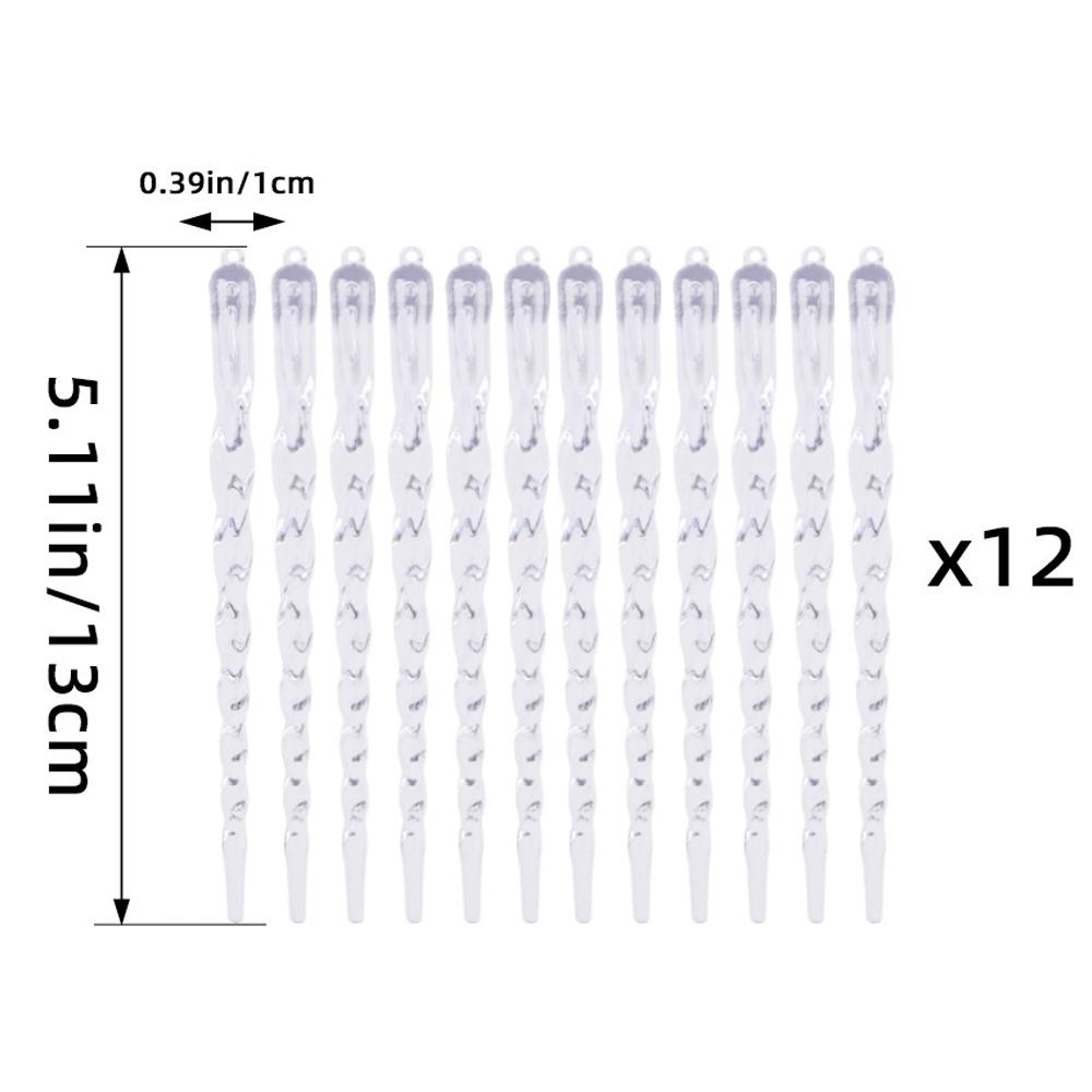 12pcs Icicle Ornaments Christmas Tree Ornaments With Cord For Winter Party Christmas Decor Holiday Decorations