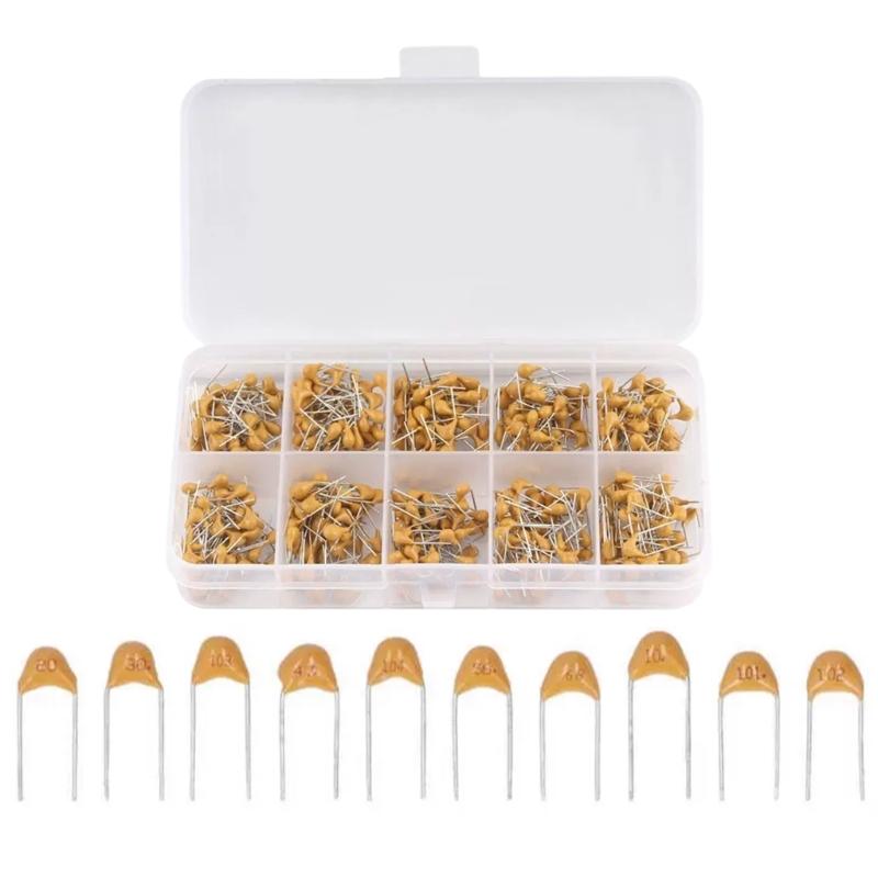 10 Werte 500 Stück Keramikkondensator Elektronisches Bauteil für verschiedene Geräte Werkzeug für Elektronikprojekte Reparaturen 0,1uf-10uf