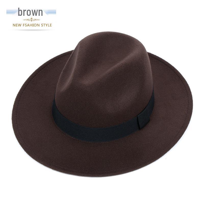 Shanghai Beach Fedora mit breiter Krempe: Schwarzer Wollfilzhut für Männer & Frauen - Vintage-Stil, Perfekt für Bühne & besondere Anlässe