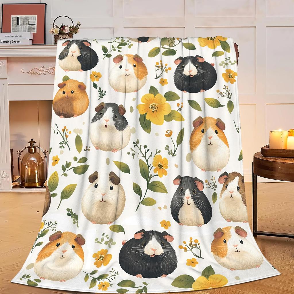 Guinea Pig Blanket Hamster Animal Throw Blankets Plush Cozy Flannel Ultra Soft Fuzzy Funny Party Blanket Gifts for Girls Women