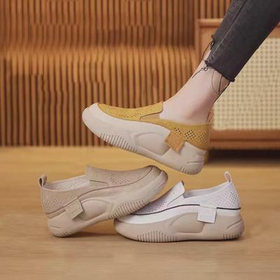 Damen 2024 Sommer Casual Weiß Retro Slip-On Schuhe - Hohles Design, Dicke Sohle, Low-Top Sandalen