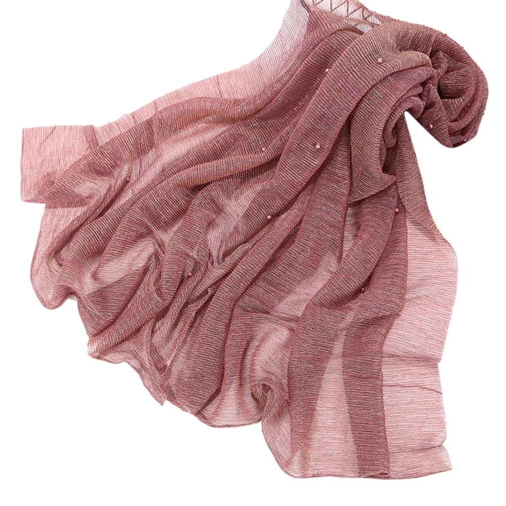 Women's Elegant Pleated Shawl Scarf, Lightweight Breathable Scarf with Beads, Versatile Sunscreen Shawl for Daily/Party