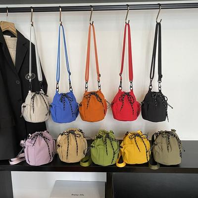 Purse Drawstring Bucket Bag Korean Style Small Crossbody Bag Sweet Nylon Shoulder Bag  Girls