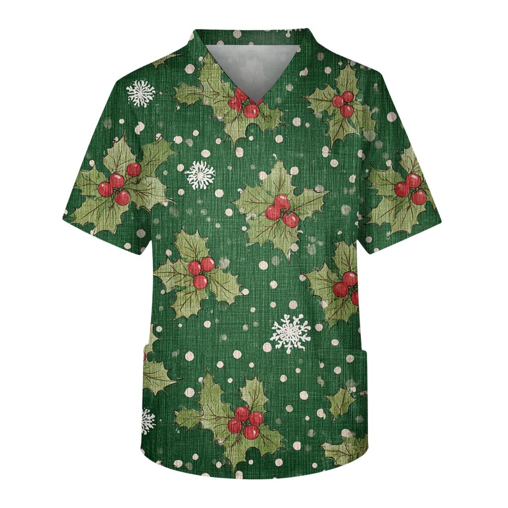 Men's Casual Short-Sleeved V-Neck Printed Front Pocket Top
