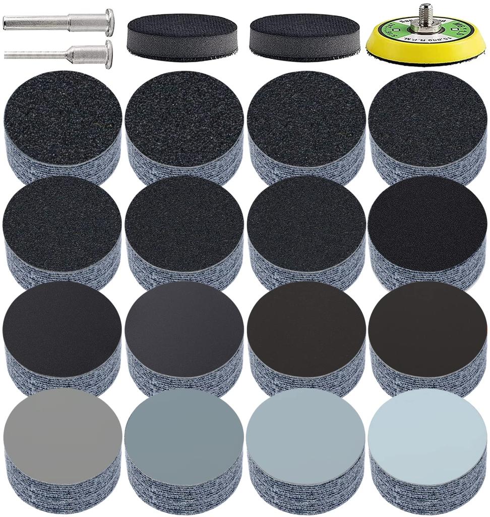 IROKCAKPT Waterproof 16 Round Velcro Sanding Ideal for Car Woodworking Metal and Mirror Finishes of Sandpaper, 75mm, 165-Piece Set, Varieties,