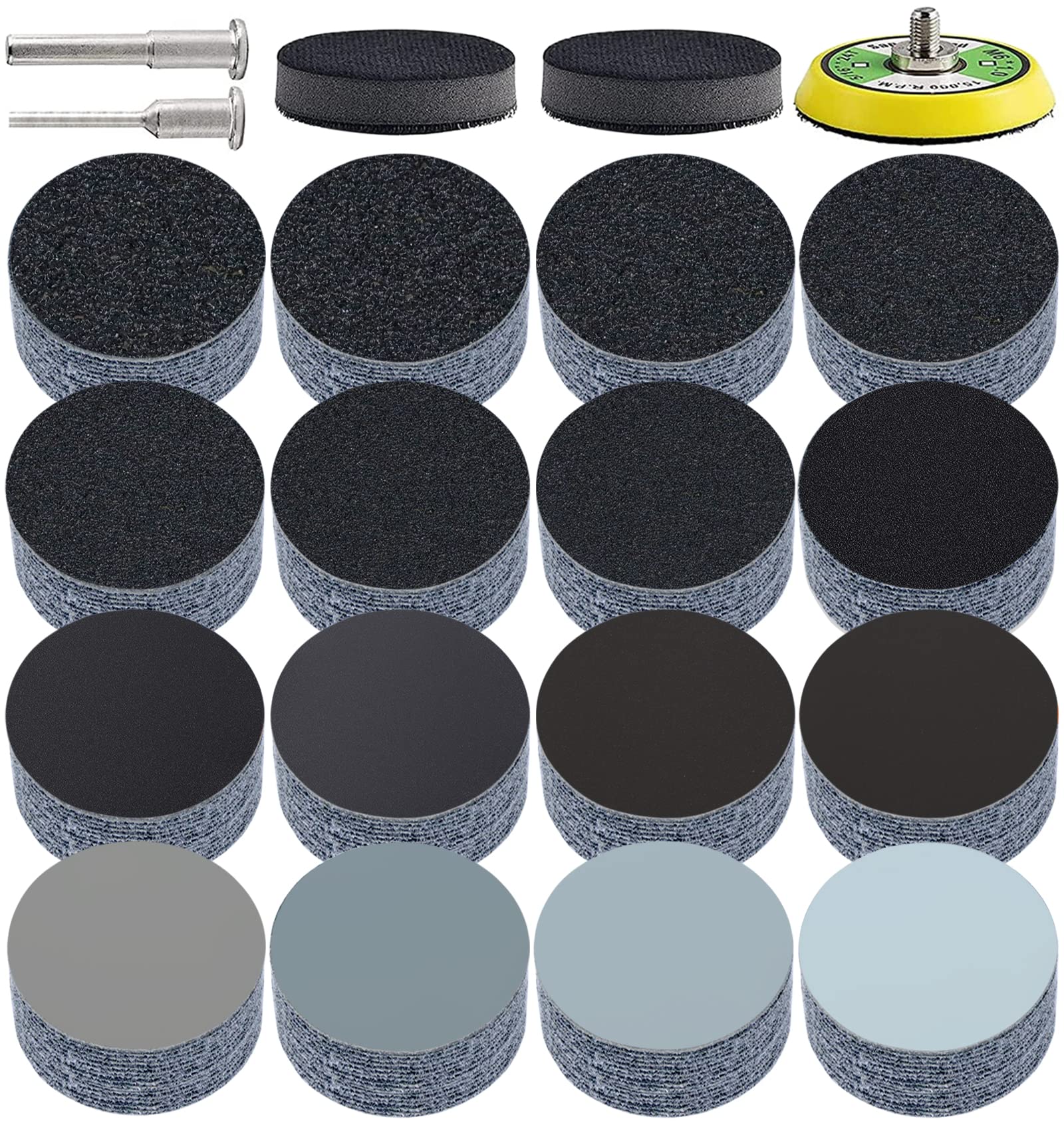 

IROKCAKPT Waterproof 16 Round Velcro Sanding Ideal for Car Woodworking Metal and Mirror Finishes of Sandpaper, 75mm, 165-Piece Set, Varieties,