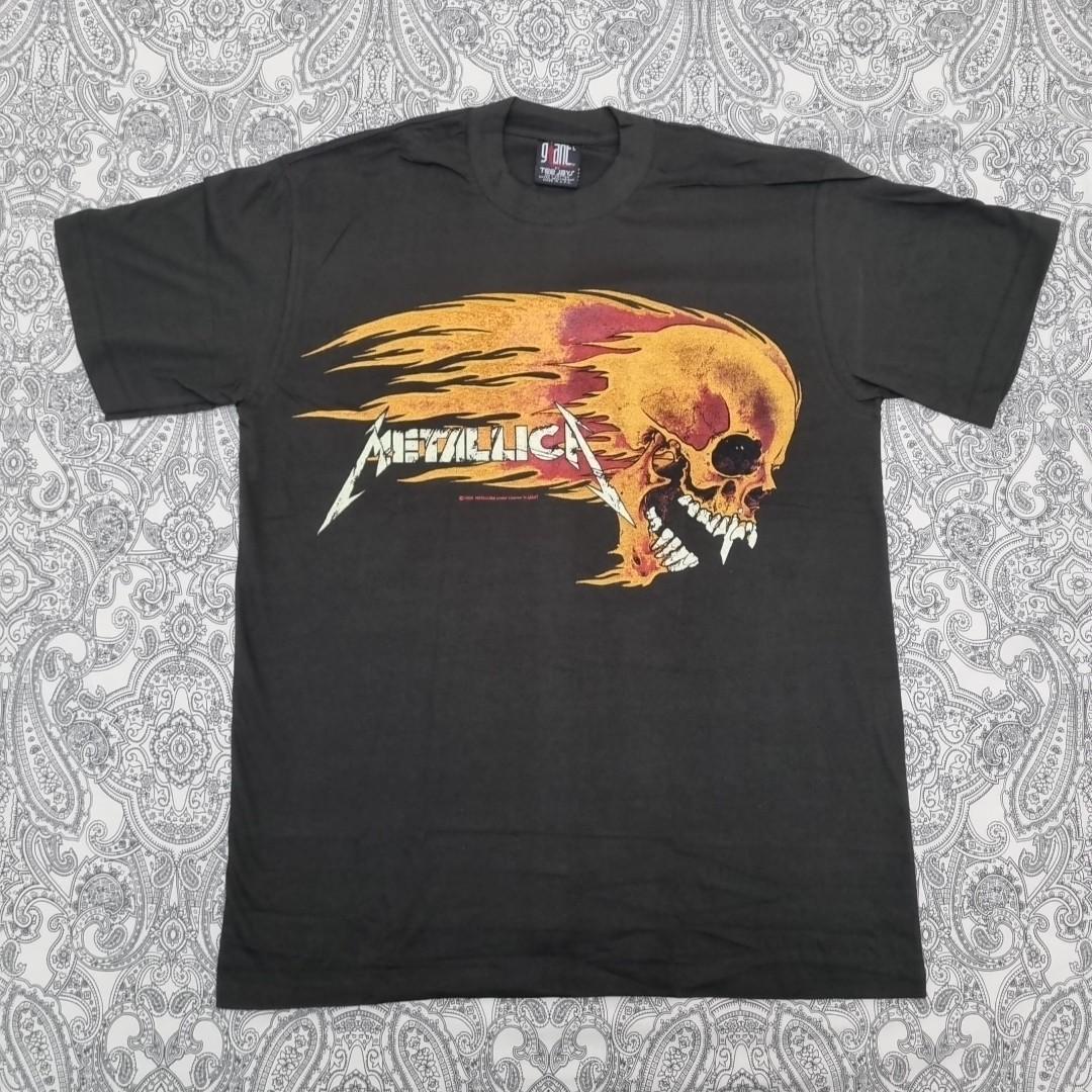 Metallica Metal Band T Shirt Mens Womens Tees Top Flaming Pushead Graphic Print XL