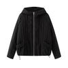 Womens Vintage Casual Hooded Cotton Jacket Striped Double Line Fall Winter Daily Wear