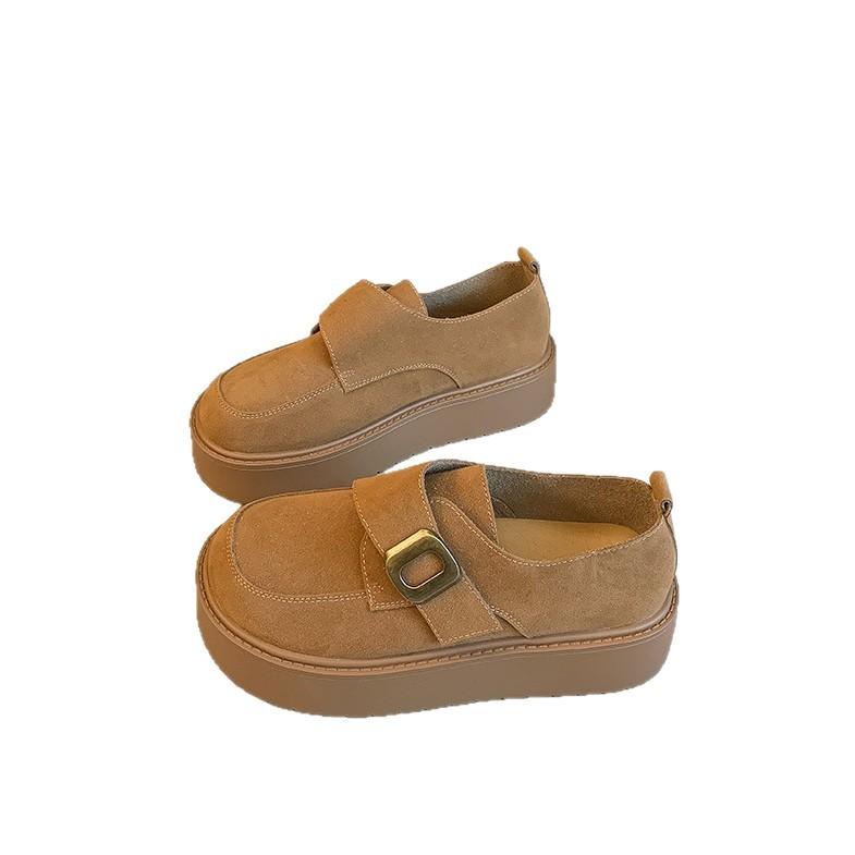 2025 Spring and Autumn New Lazy Casual with Skirt Single Shoes Internet Celebrity Explosion Platform Velcro Lefuboken Shoes Women