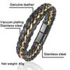 Genuine Leather Chain Bracelet for Men Magnetic Stainless Steel Clasp in Plated Gold Exclusive Jewellery Gift Dropping