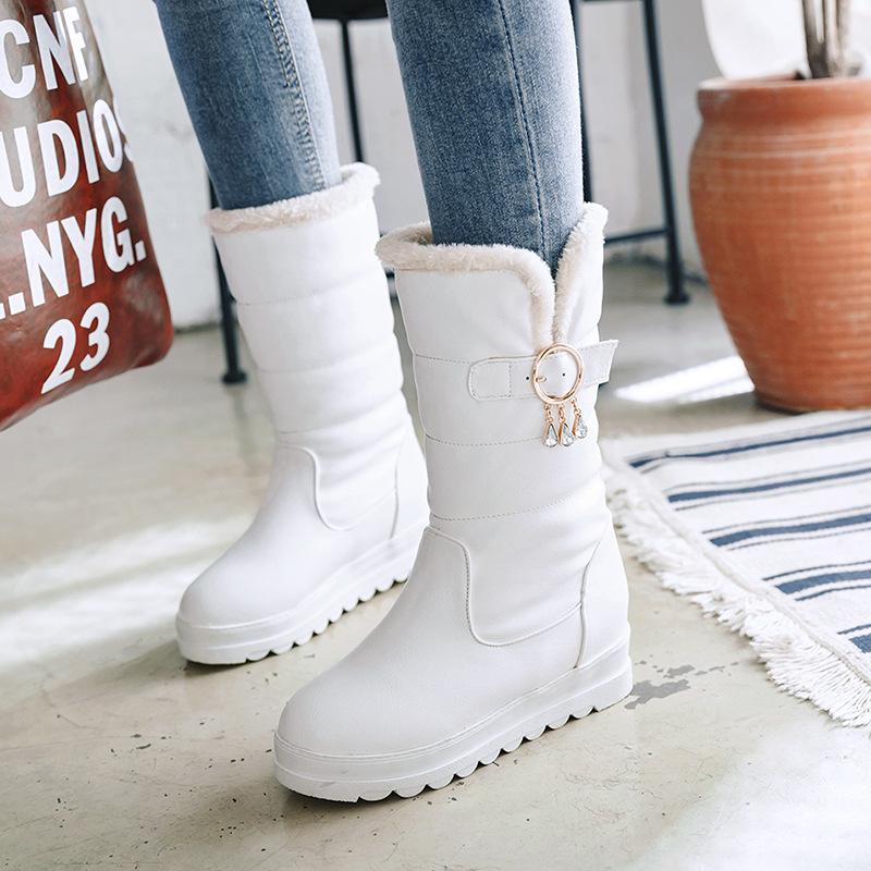 Verdickte Baumwollstiefel Warme Schneestiefel Kinderstiefel Winter neue rutschfeste flache Stiefel Mittelhohe Stiefel Hohe Stiefel Damenschuhe