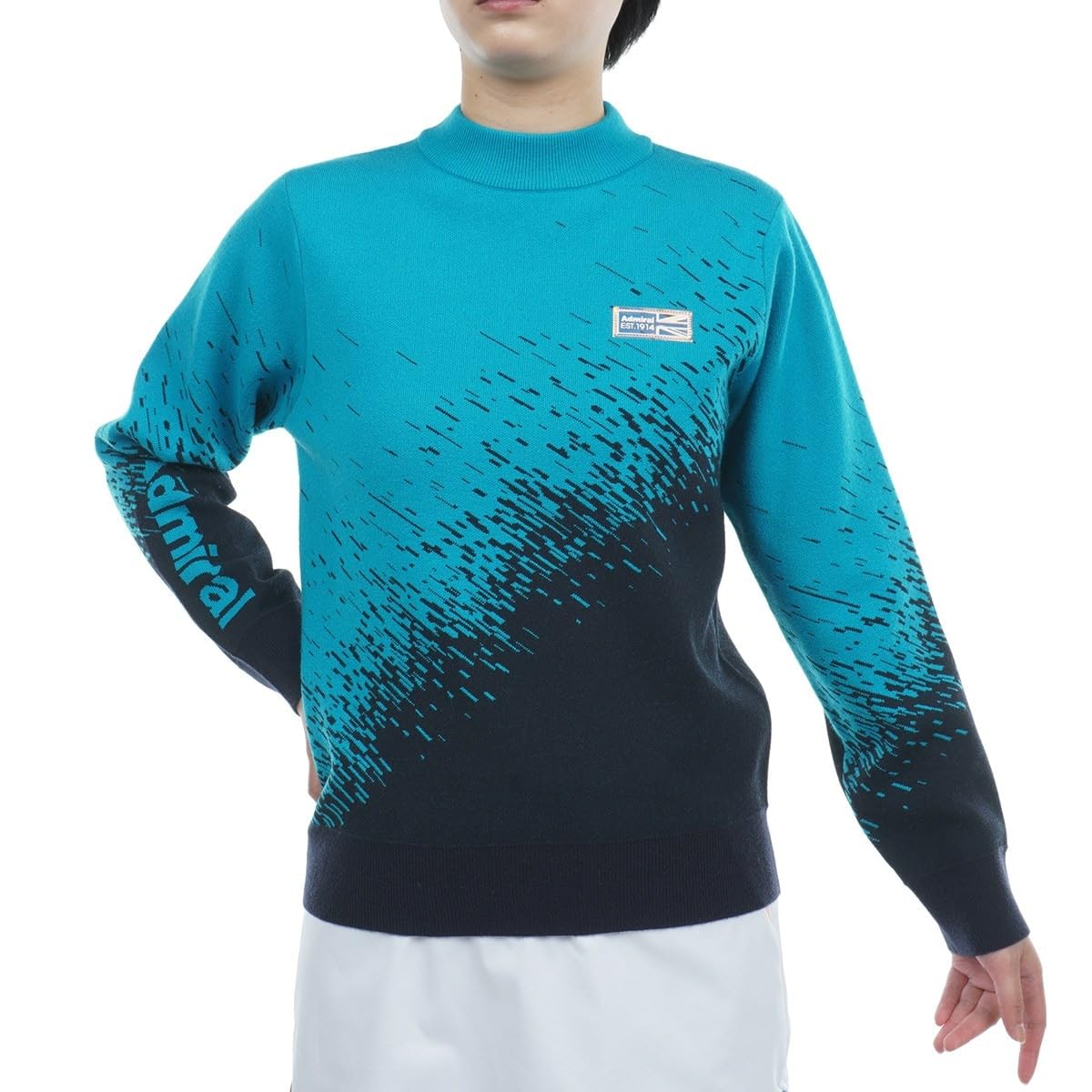 

Admiral Golf Women s Star Trail Jacquard Mock Sweater ADLA381, Turquoise
