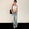 Y2K Retro Baggy Jeans Women Vintage Streetwear Oversized Denim Pants Skinny Hippie Straight Wide Leg Trousers Korean Style
