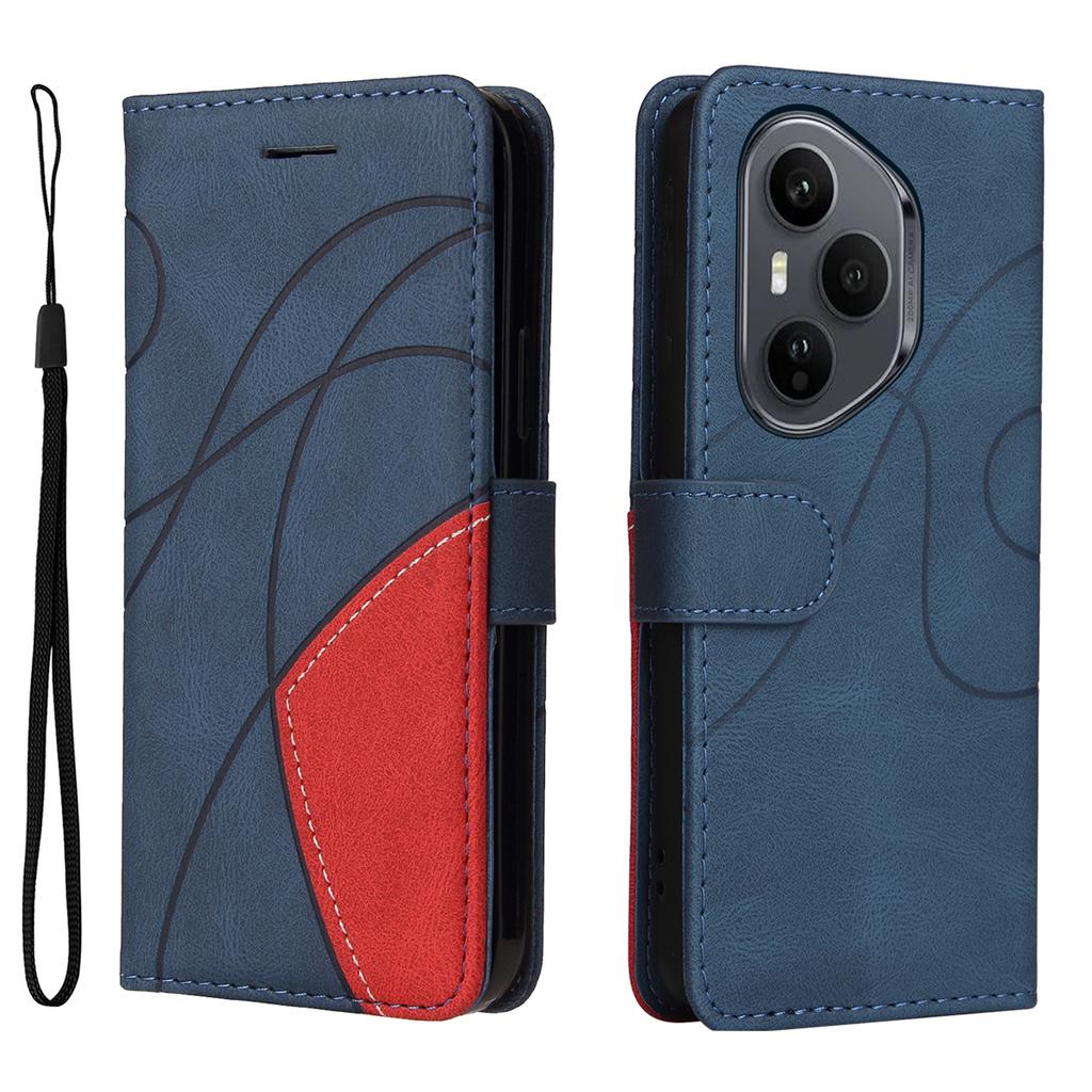 Für Honor 400 Pro 5G (Global) Handyhülle aus Leder mit Ständer und Brieftasche im zweifarbigen Spleißdesign