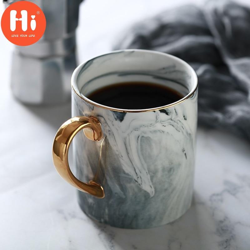 Hi European Style Creative Mramor Zrno Phnom Penh Hrnky na kávu Porcelán Snídaňový šálek na mléko Kancelářský šálek Nádobí na čaj pro dárky