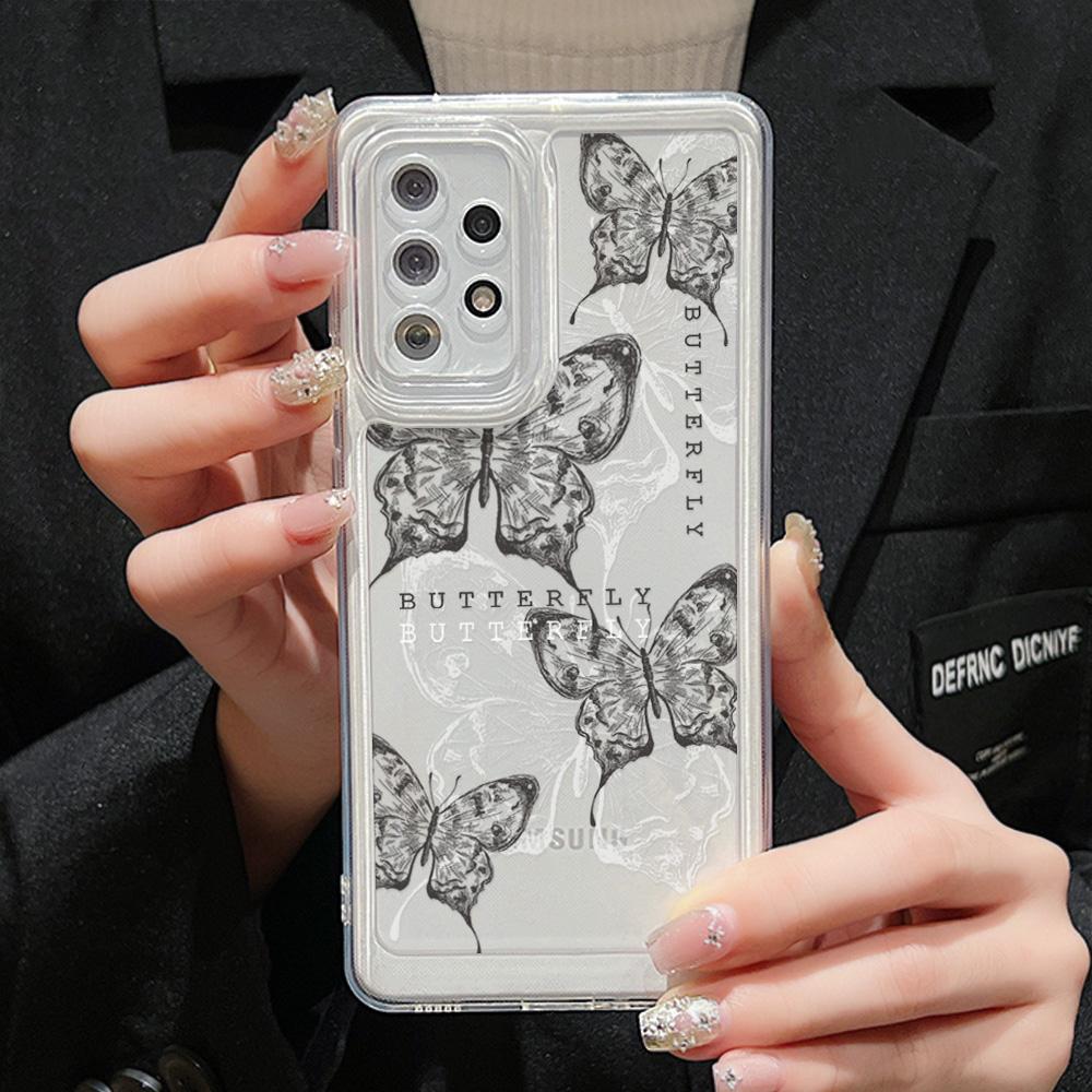 Klarer Fall für Samsung S24 Ultra A54 5G A53 A52 S23 Plus S22 S21 S20 FE A35 A55 A34 A33 A32 A14 A13 Silikon-Schmetterlingsabdeckungen
