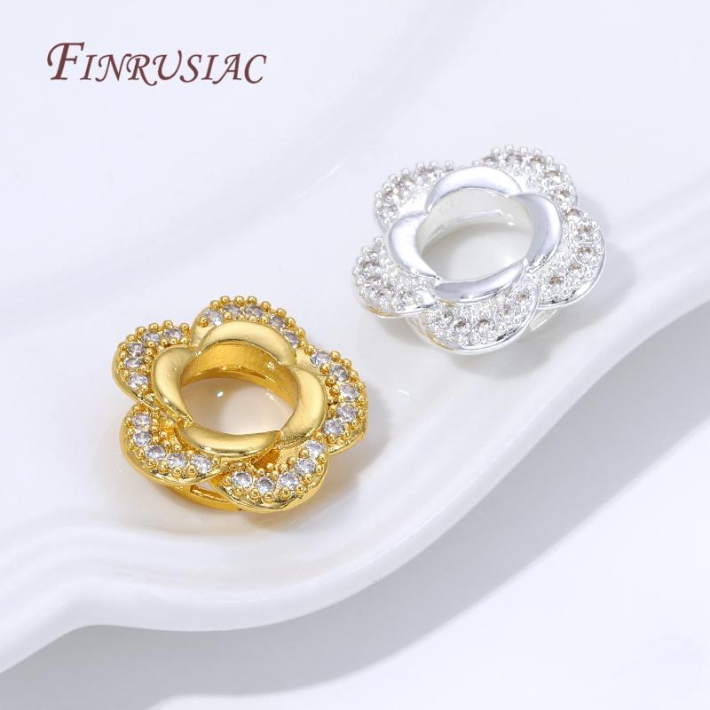 2/4/6Pcs 18K Gold Plated Brass Bead Frame,Flowers Bead Frame,Jewelry Making Supplies,DIY Necklaces&Bracelets Accessories