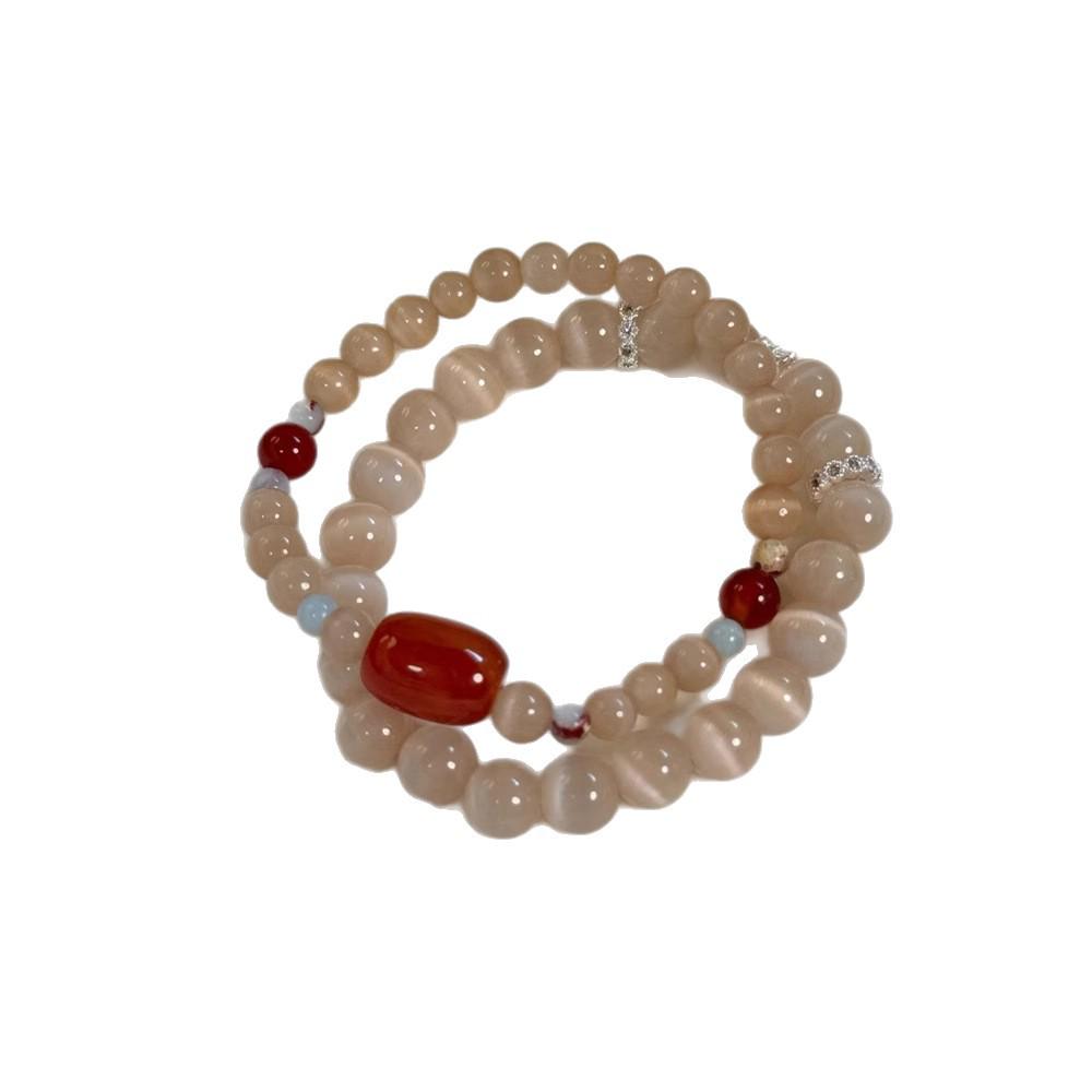 2025 New Chinese Style Women's Whitening Beaded Bracelet - Retro Ethnic, Layered, Literary, and Niche Ancient Design
