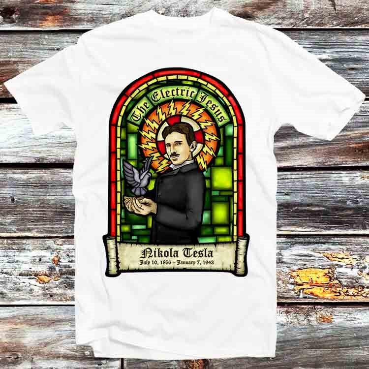 

Nikola Tesla Jesus Portrait Inventor Electrical Mechanical AC T Shirt B1047 2XL