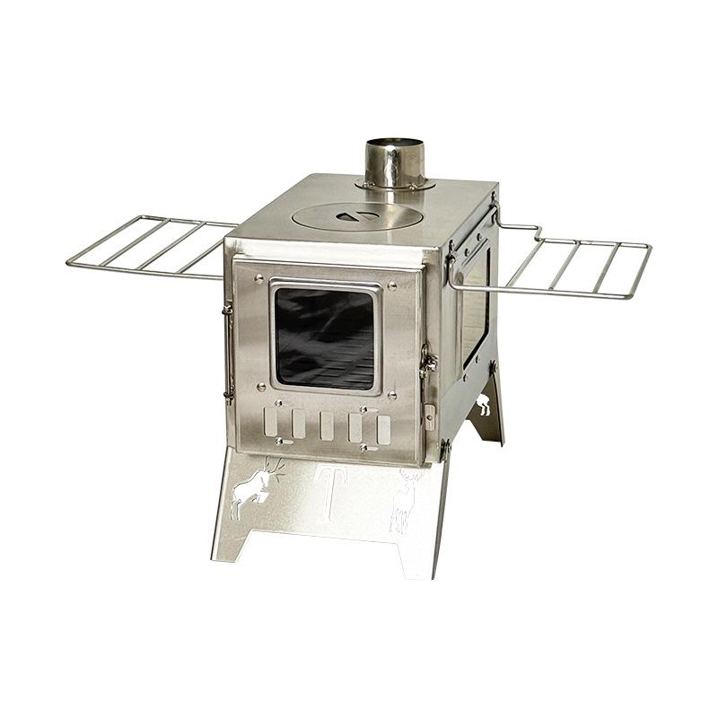 Outdoor Camping Wood-Burning Stove & Stainless Steel Tabletop Heater