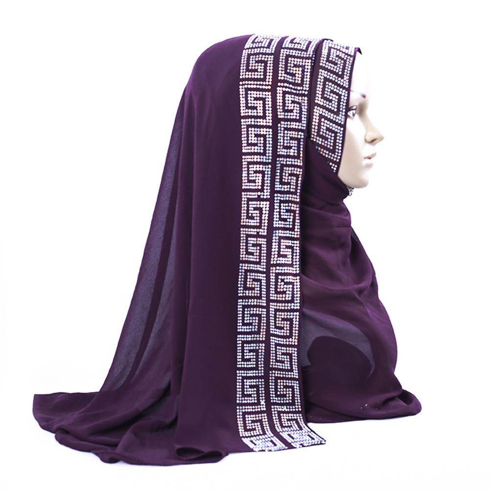 

Women Stylish Muslim Headscarf with Double Sided Pattern Design dark purple 70*170#1