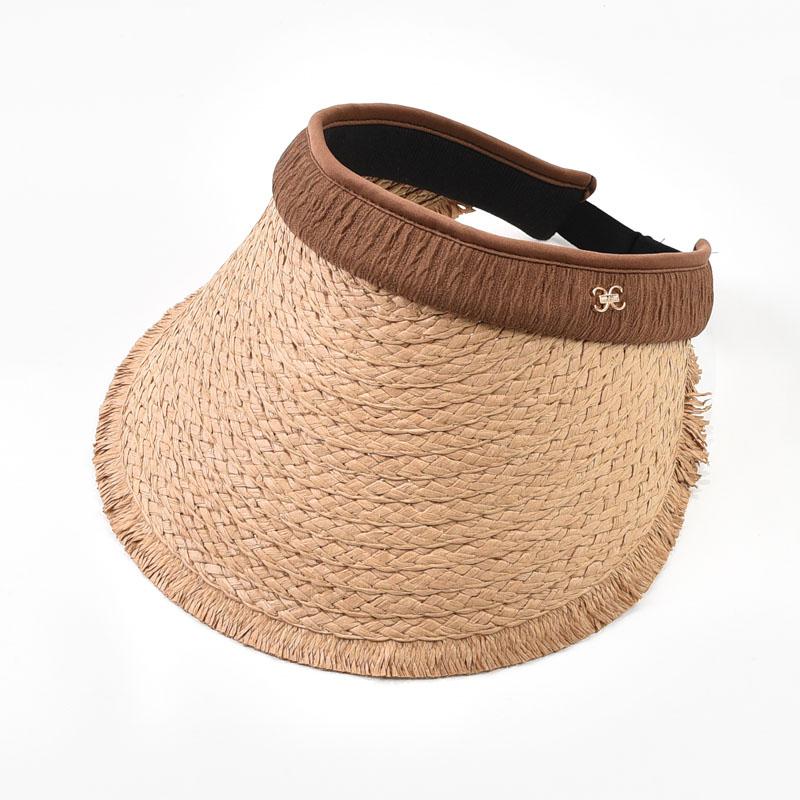 Summer Empty Top Straw Hat For Women Portable Foldable Wide Brim Sun Hat Outdoor Travel Beach UV Protection Caps