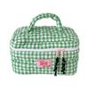 For Travel And Gym Use Convenient Hand Carry Plaids Cosmetic Storage Bag Large Capacity Quilted Heart Embroidery