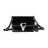 Studio 12 Push Button Closure Adjustable Shoulder Strap Patent Leather Mini Crossbody Bag Women Crossbody Bag Black CE762-LHBLK