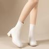 High-quality Square-toe Platform Short Boots For Ladies, 2026  Fashion Trend Wide Heel, Back Zipper, Large Size Women's Boots